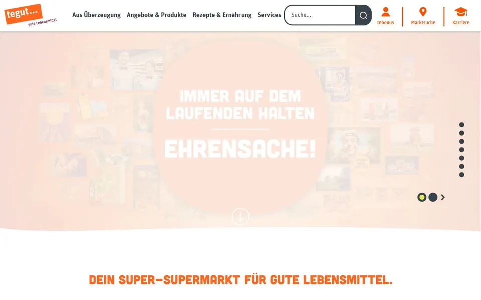 tegut – Ansicht der Anbieter-Website