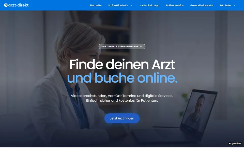 arzt-direkt – Ansicht der Anbieter-Website