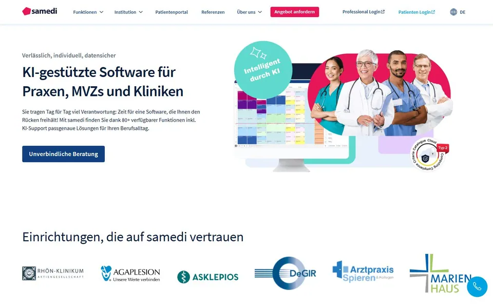samedi – Ansicht der Anbieter-Website