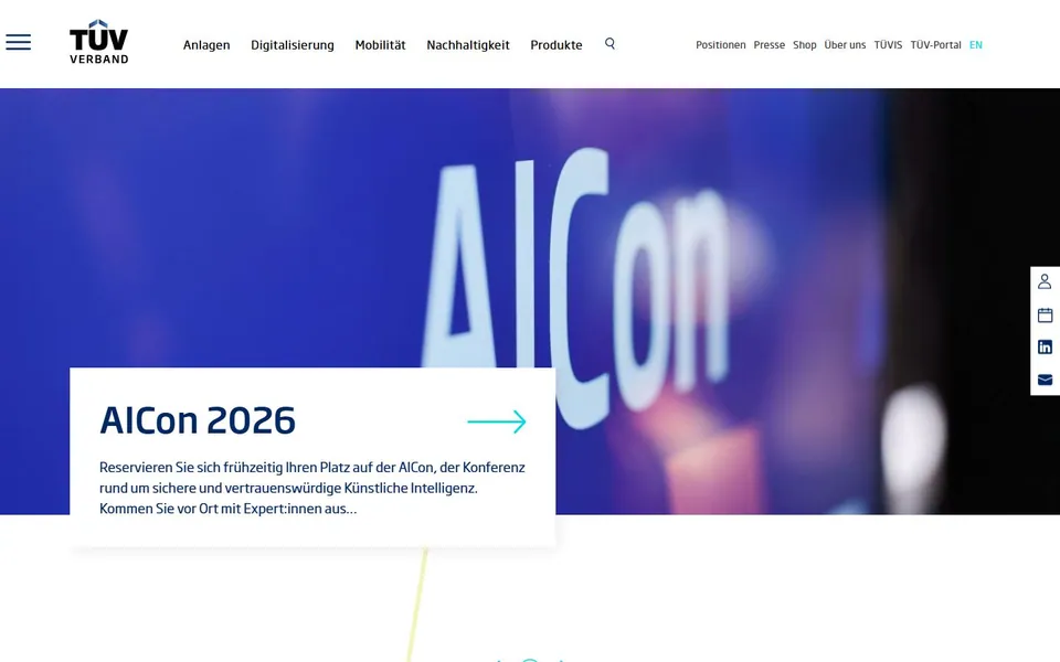 TÜV-Verband – Ansicht der Anbieter-Website
