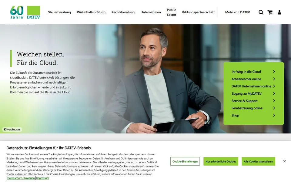 DATEV – Ansicht der Anbieter-Website