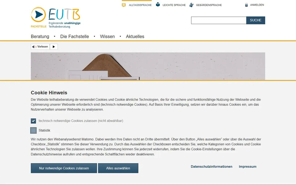 EUTB – Ansicht der Anbieter-Website