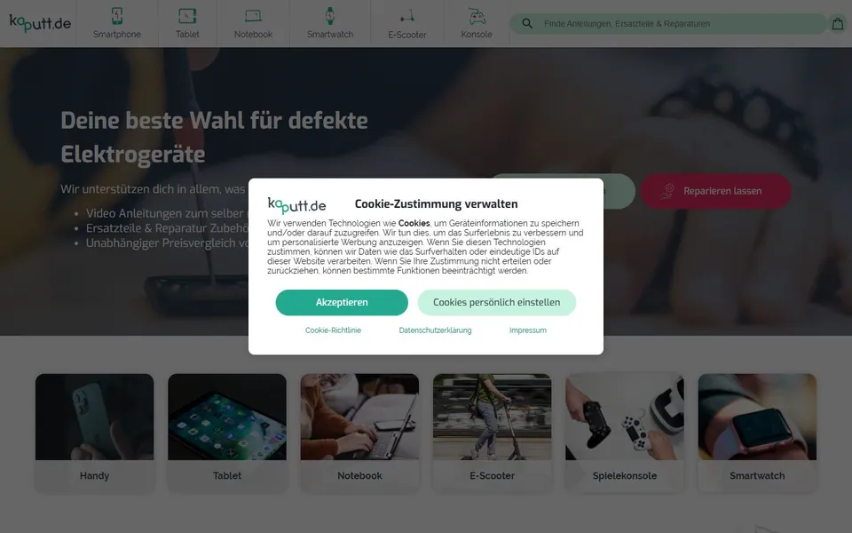 kaputt.de – Ansicht der Anbieter-Website
