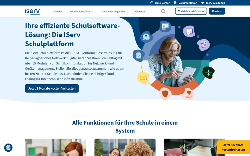 IServ – Ansicht der Anbieter-Website