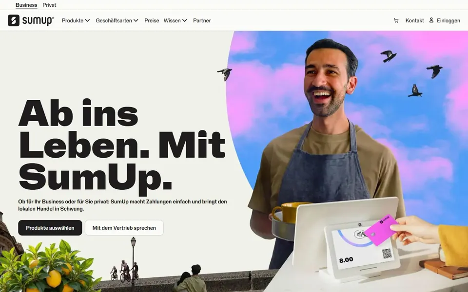 SumUp – Ansicht der Anbieter-Website