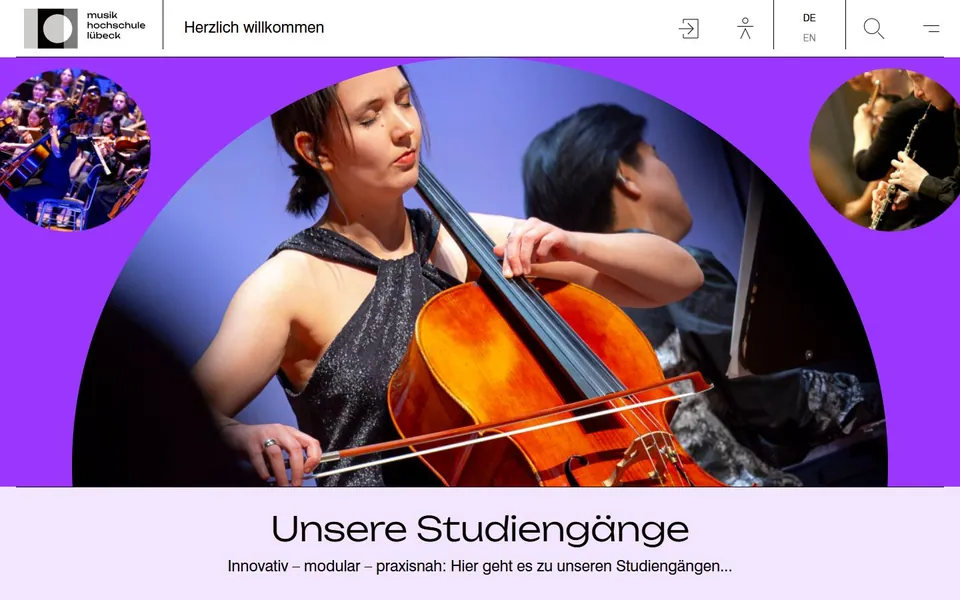 Musikhochschule Lübeck – Ansicht der Anbieter-Website
