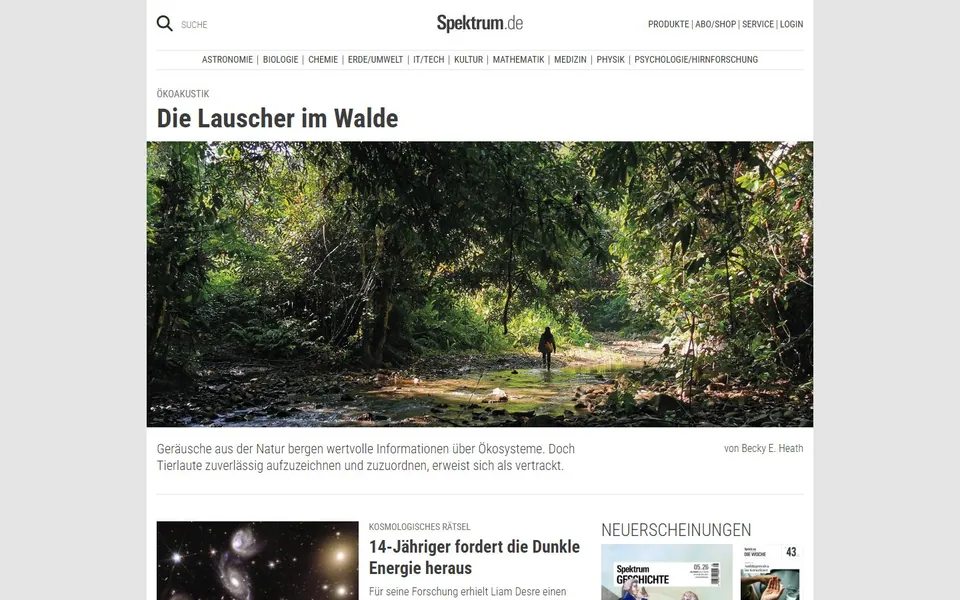 Spektrum – Ansicht der Anbieter-Website