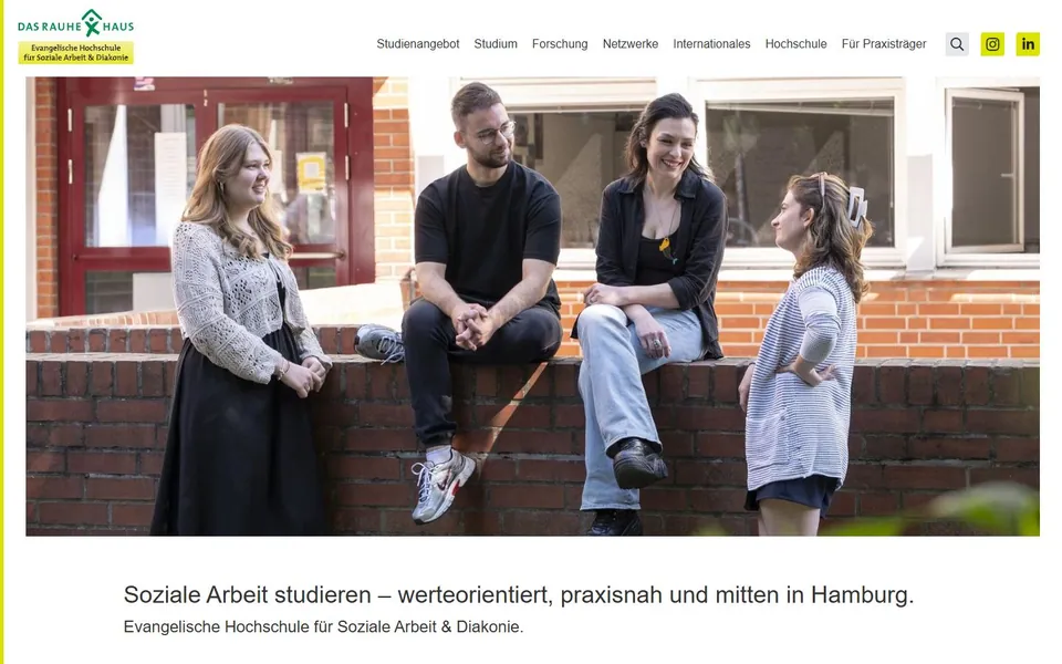 Evangelische Hochschule für Soziale Arbeit und Diakonie – Ansicht der Anbieter-Website