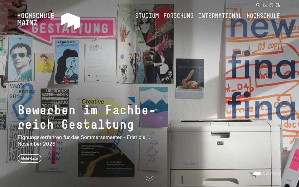 Hochschule Mainz – Ansicht der Anbieter-Website