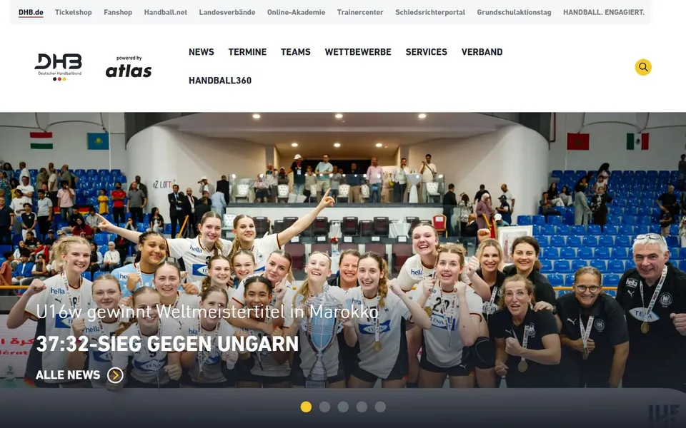 Deutscher Handballbund – Ansicht der Anbieter-Website