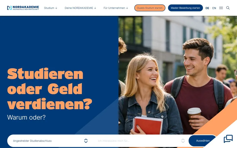 NORDAKADEMIE – Ansicht der Anbieter-Website