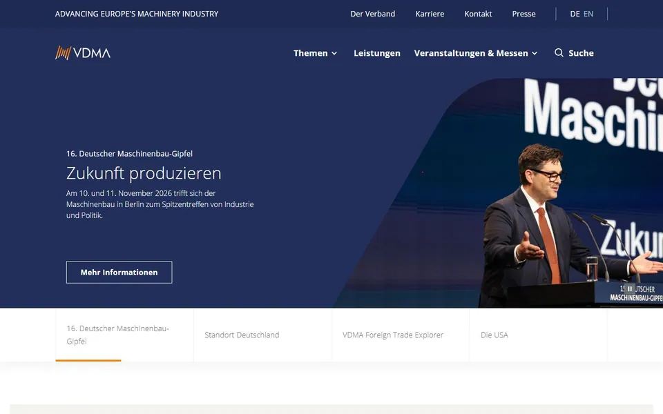 VDMA – Ansicht der Anbieter-Website