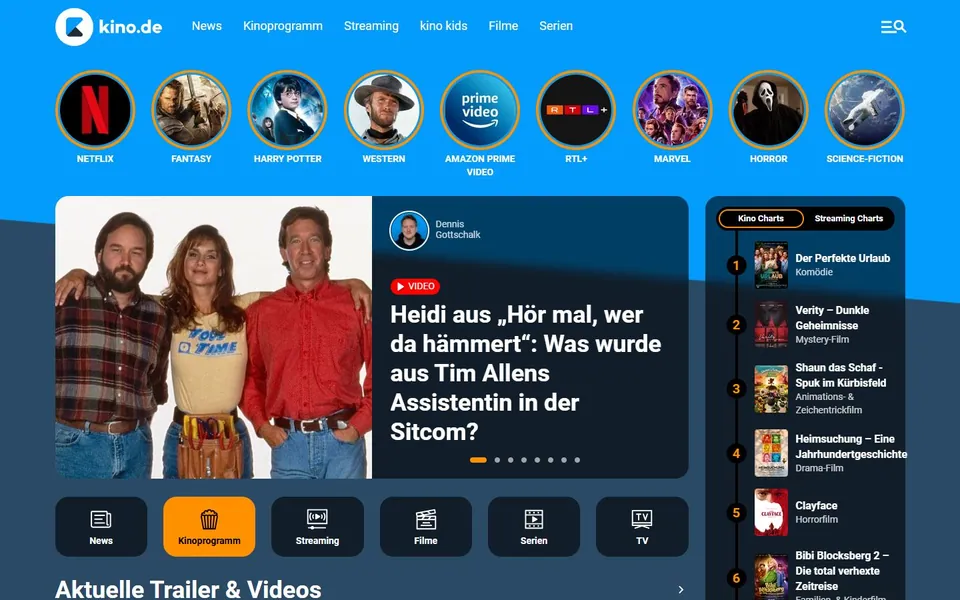 Kino.de – Ansicht der Anbieter-Website