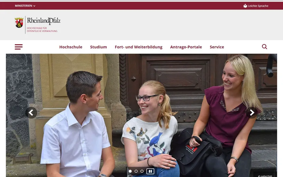 Hochschule für öffentliche Verwaltung Rheinland-Pfalz – Ansicht der Anbieter-Website
