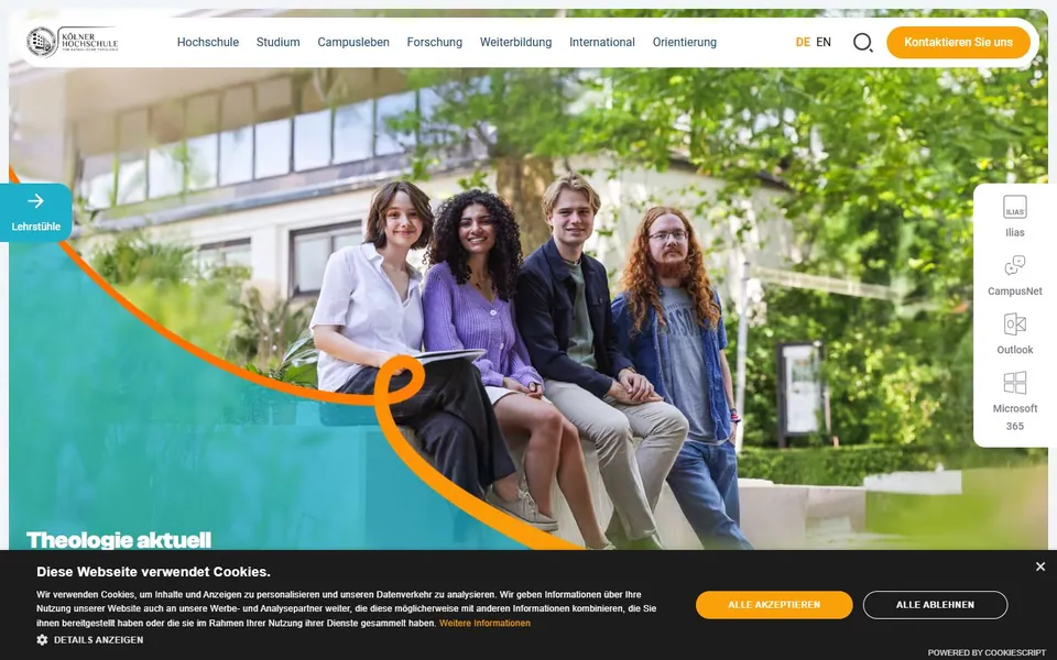 Kölner Hochschule für Katholische Theologie – Ansicht der Anbieter-Website