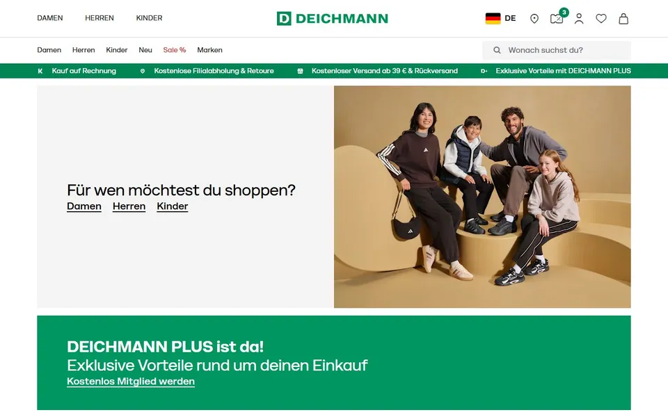 Deichmann – Ansicht der Anbieter-Website