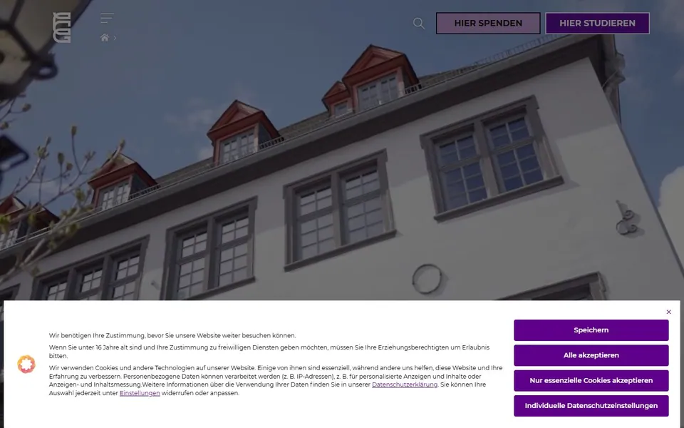 Hochschule für Gesellschaftsgestaltung – Ansicht der Anbieter-Website