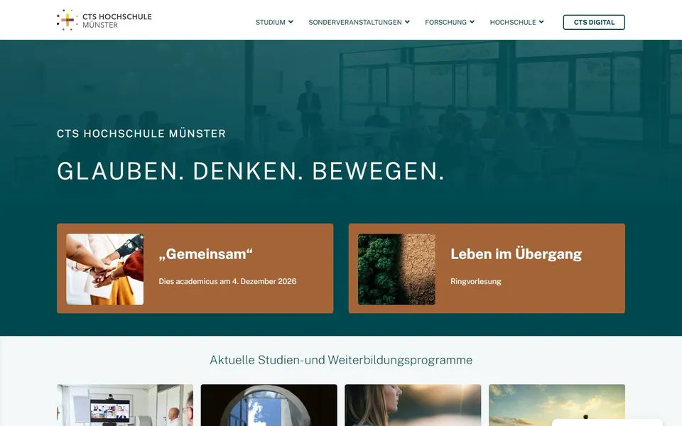 CTS Hochschule Münster – Ansicht der Anbieter-Website
