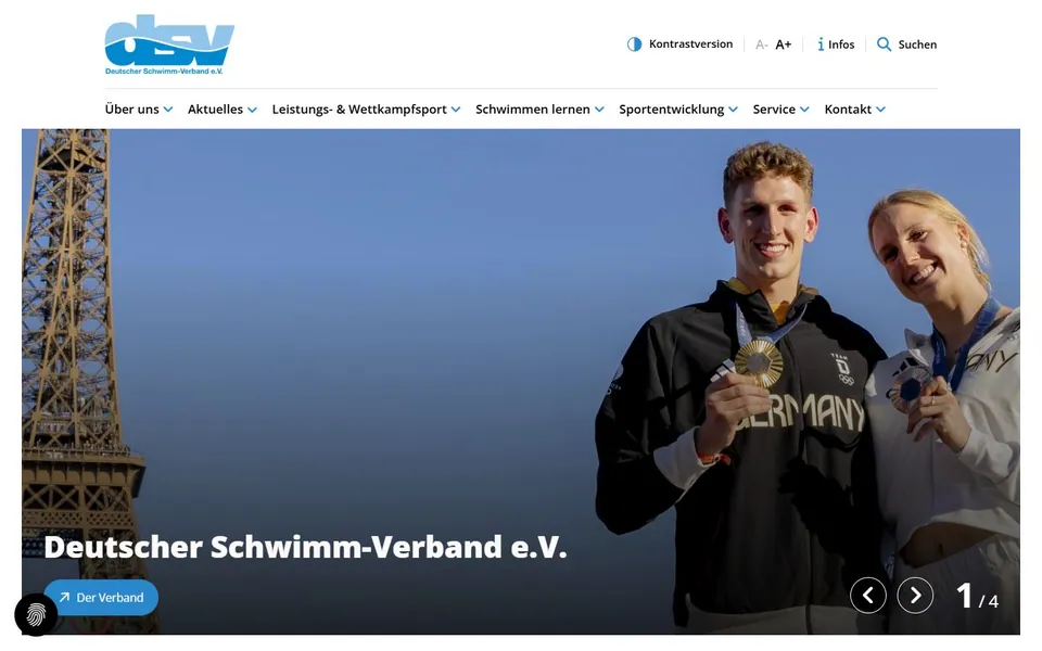Deutscher Schwimm-Verband – Ansicht der Anbieter-Website