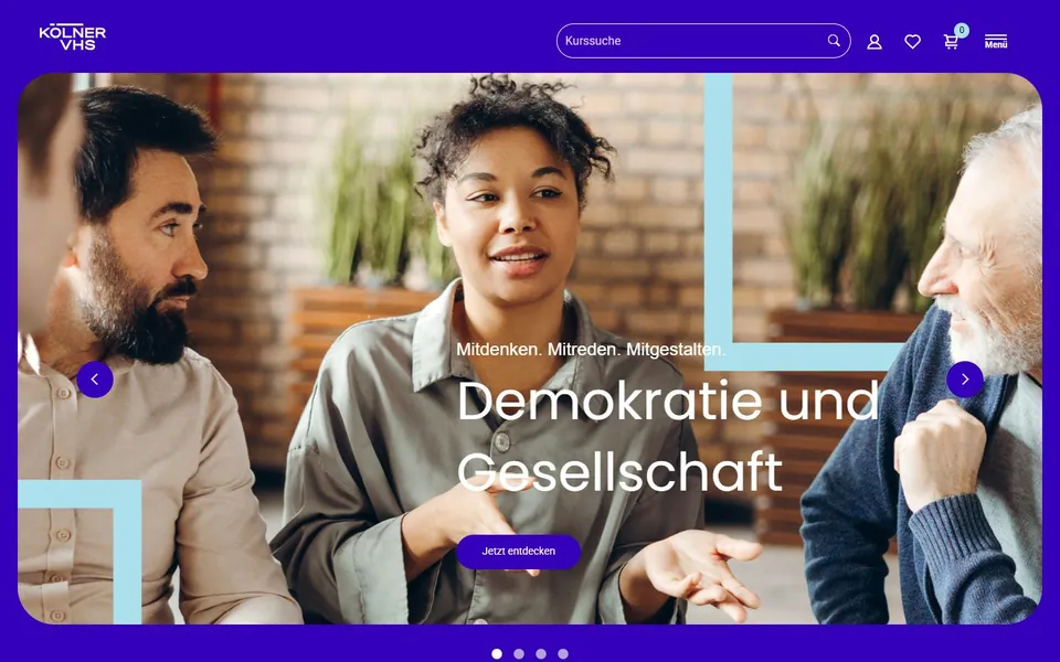 VHS Köln – Ansicht der Anbieter-Website