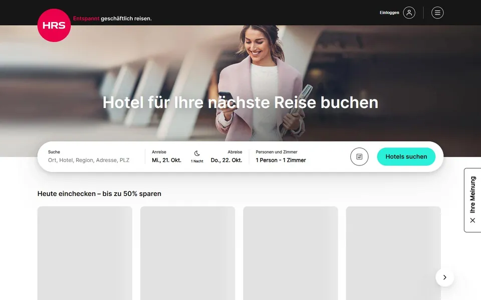 HRS – Ansicht der Anbieter-Website