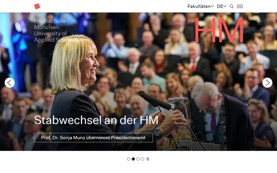 Hochschule München – Ansicht der Anbieter-Website