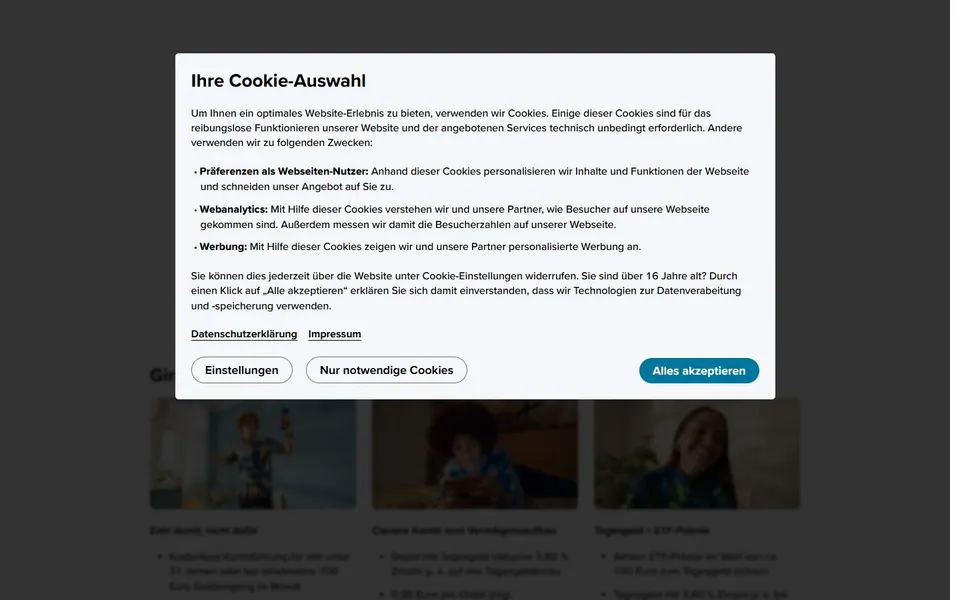 Consorsbank – Ansicht der Anbieter-Website