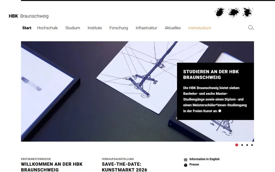Hochschule für Bildende Künste Braunschweig – Ansicht der Anbieter-Website