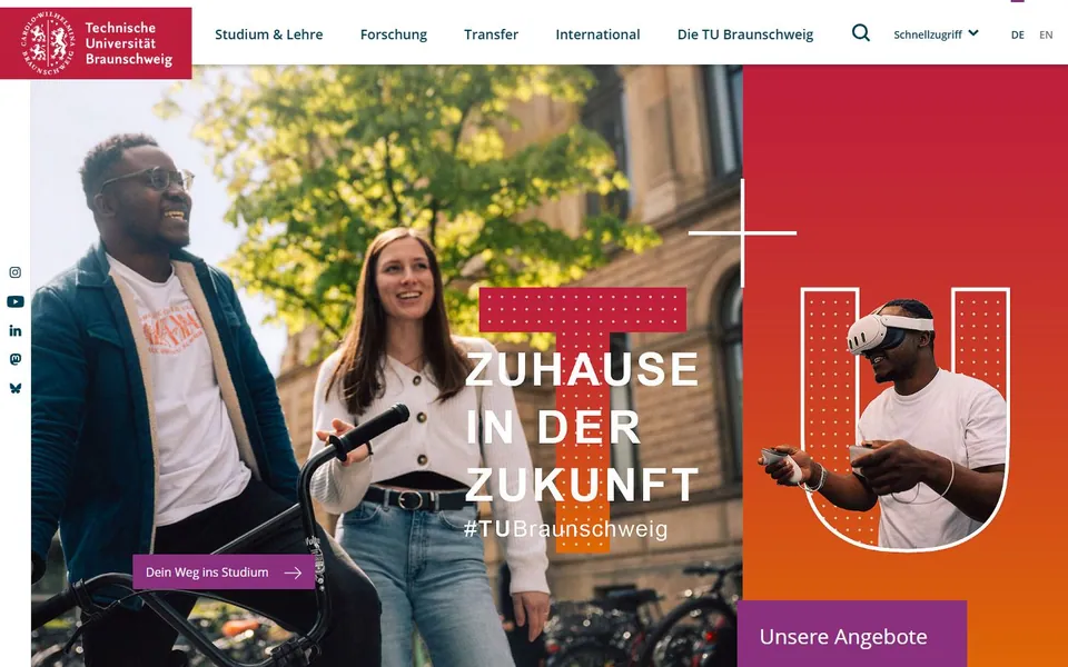 Technische Universität Braunschweig – Ansicht der Anbieter-Website