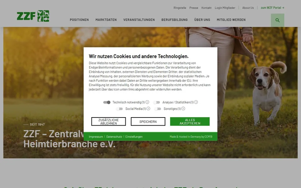 ZZF – Ansicht der Anbieter-Website