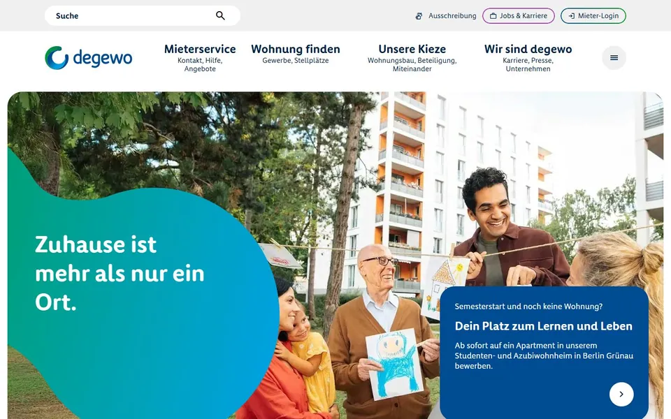 degewo – Ansicht der Anbieter-Website