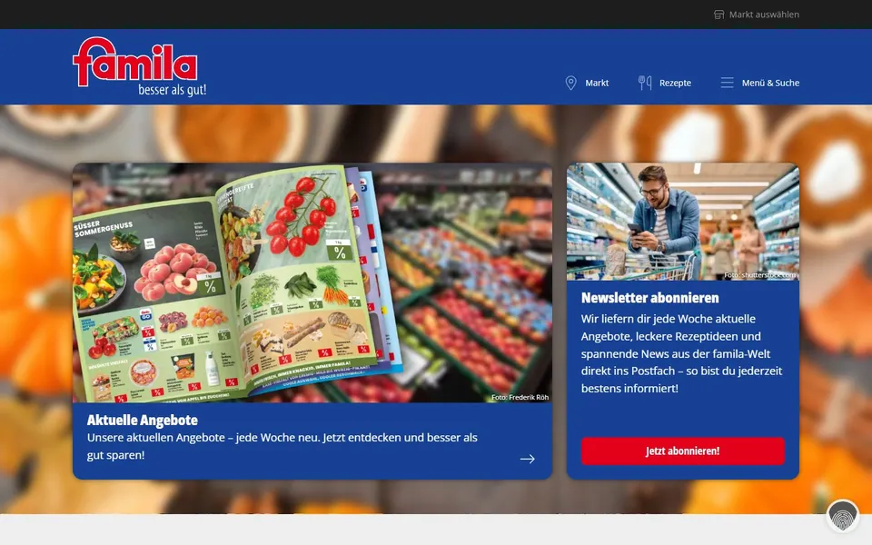 famila – Ansicht der Anbieter-Website