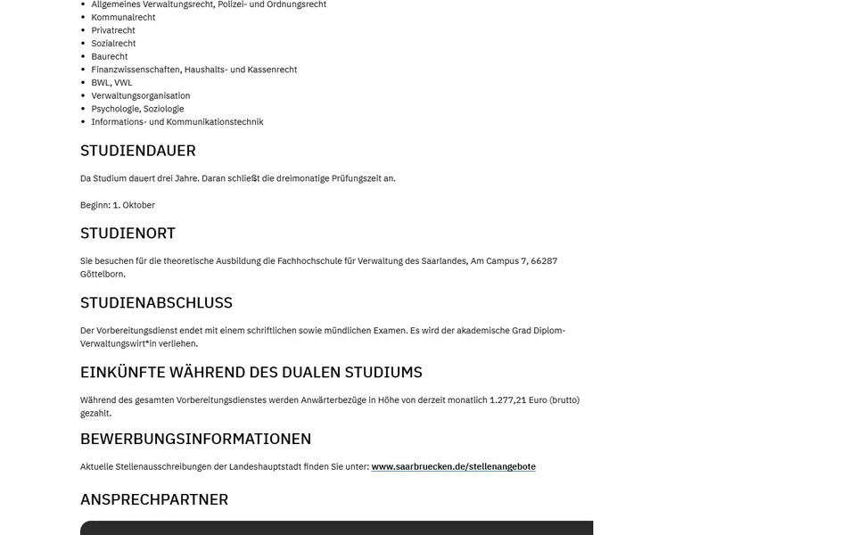 Fachhochschule für Verwaltung und Polizei des Saarlandes – Amtliche Studieninformation der Stadt Saarbrücken