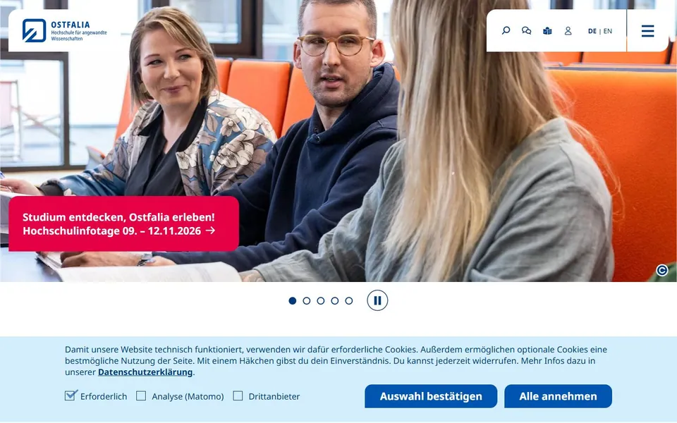 Hochschule Braunschweig/Wolfenbüttel – Ansicht der Anbieter-Website