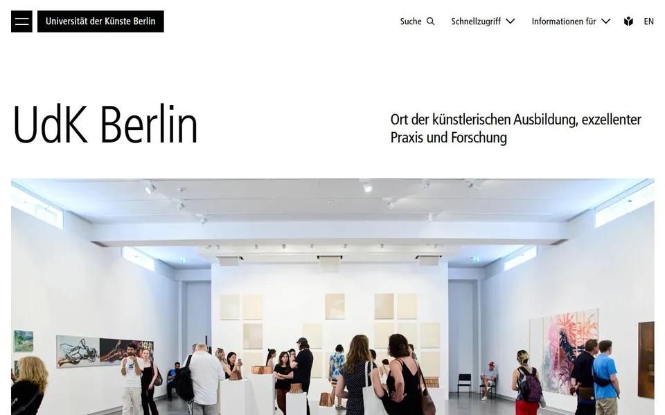 Universität der Künste Berlin – Ansicht der Anbieter-Website