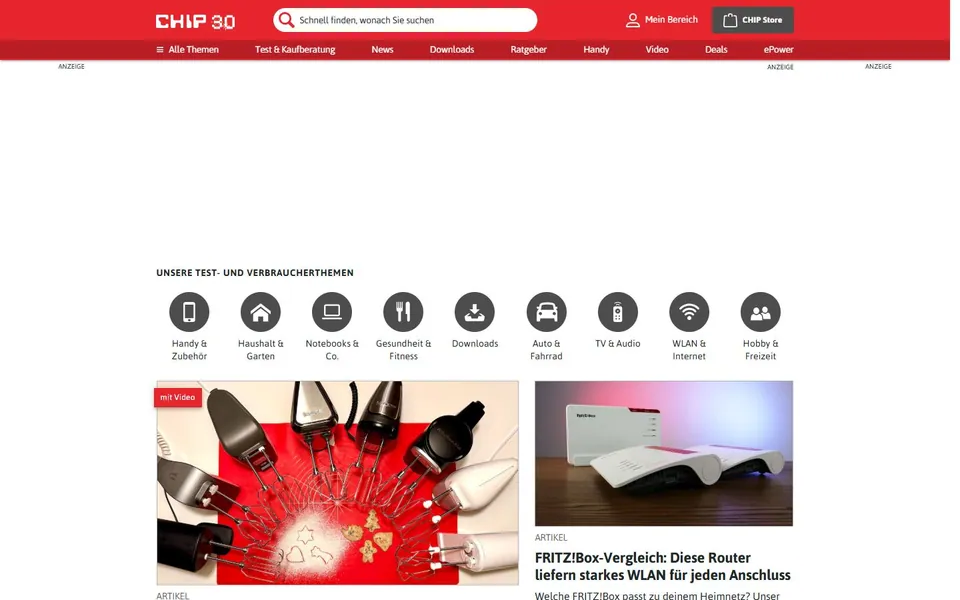CHIP – Ansicht der Anbieter-Website