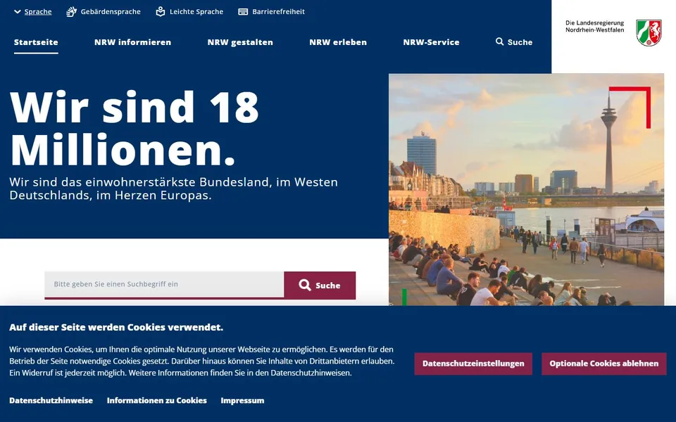 Nordrhein-Westfalen – Ansicht der Anbieter-Website