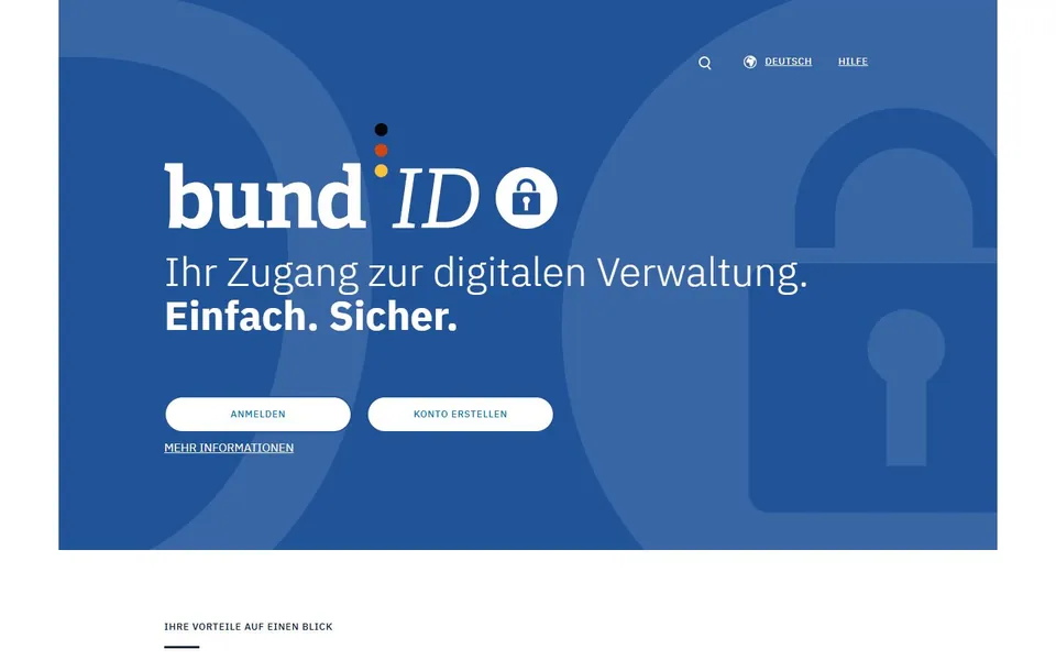 BundID – Ansicht der Anbieter-Website