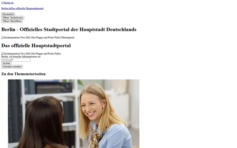 Berlin – Ansicht der Anbieter-Website