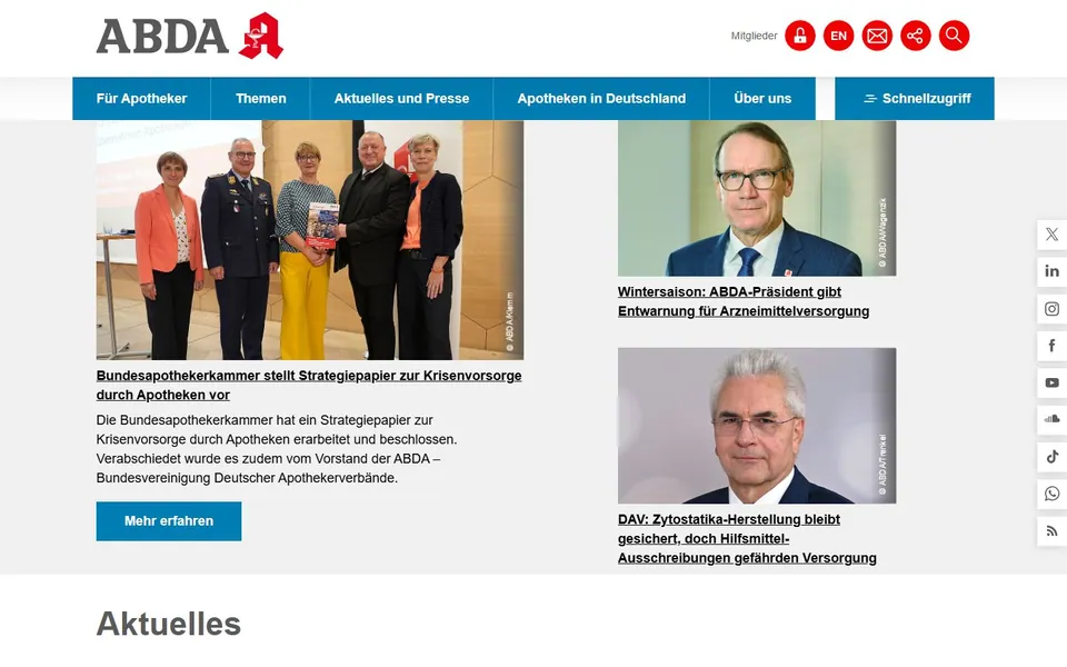ABDA – Ansicht der Anbieter-Website