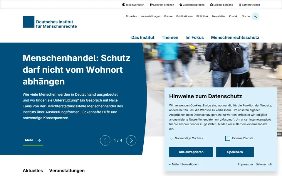Deutsches Institut für Menschenrechte – Ansicht der Anbieter-Website