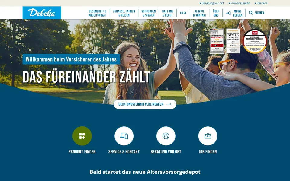 Debeka – Ansicht der Anbieter-Website
