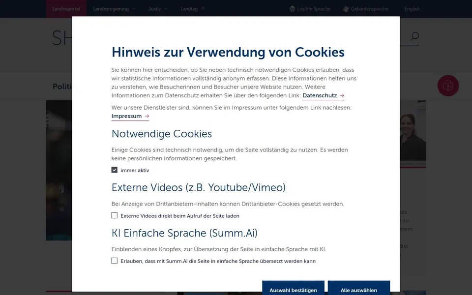 Schleswig-Holstein – Ansicht der Anbieter-Website