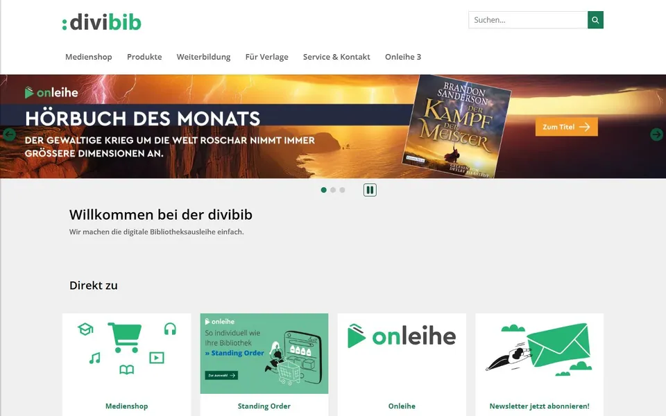 Onleihe – Ansicht der Anbieter-Website