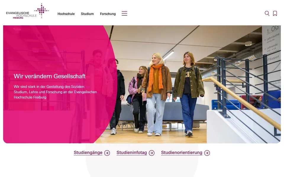 Evangelische Hochschule Freiburg – Ansicht der Anbieter-Website