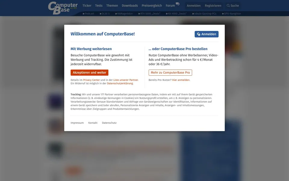 ComputerBase – Ansicht der Anbieter-Website