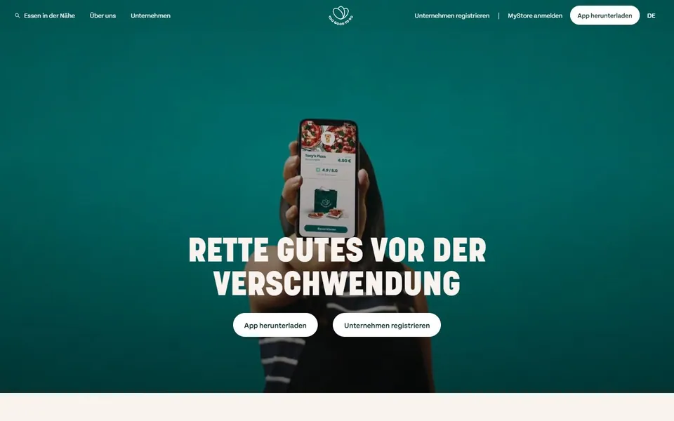 Too Good To Go – Ansicht der Anbieter-Website