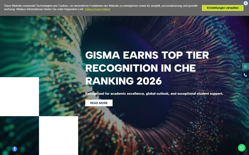 Gisma University of Applied Sciences – Ansicht der Anbieter-Website