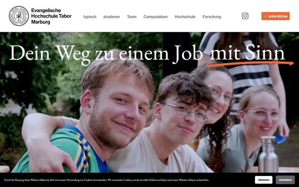 Evangelische Hochschule TABOR (Marburg) – Ansicht der Anbieter-Website