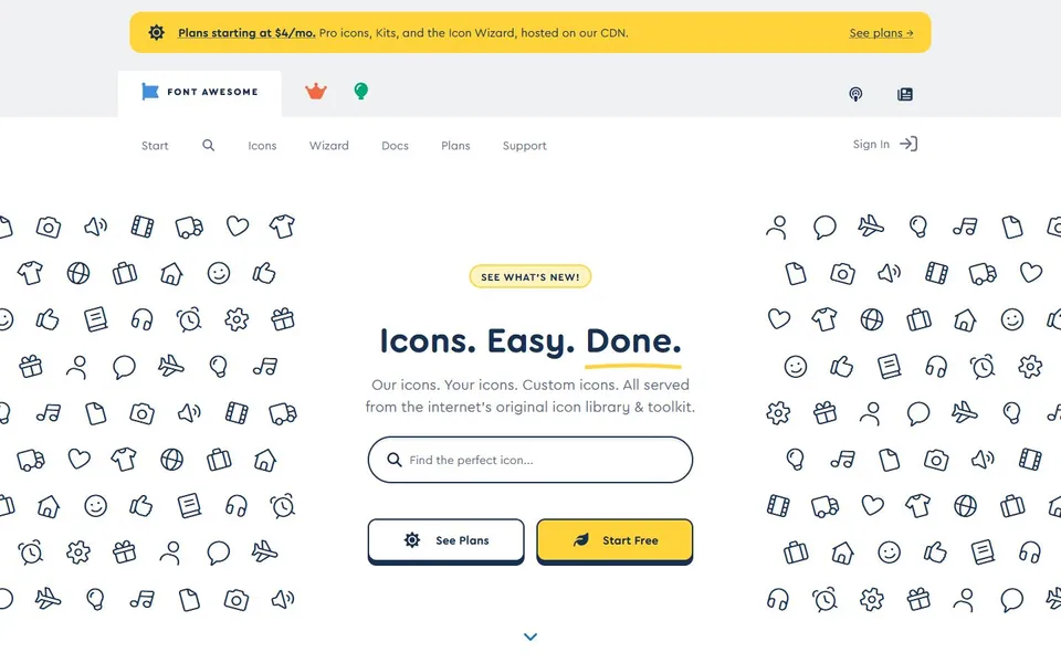 Font Awesome – Ansicht der Anbieter-Website